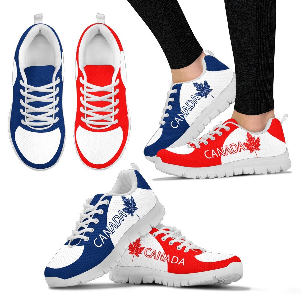 Canada Running Shoes Maple Leaf Red Blue - Vibe Hoodie Shop