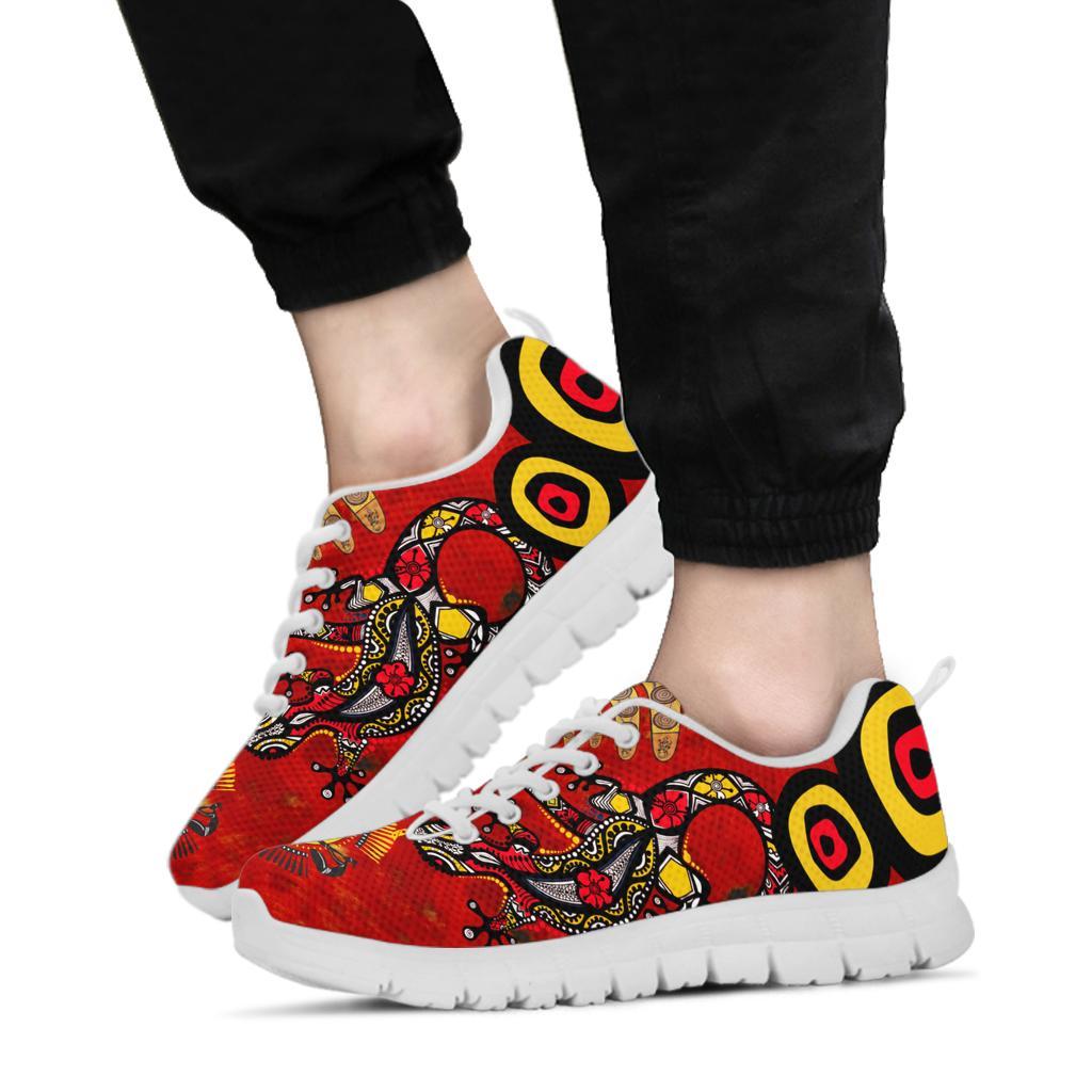 Aboriginal Sneakers, Lizard And Boomerang Pattern - Vibe Hoodie Shop