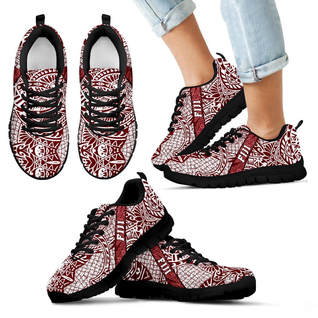 Fiji Poly Tribal Sneakers Red And White - Vibe Hoodie Shop