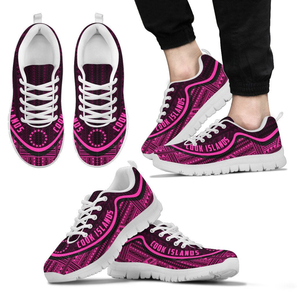 Cook Islands Wave Sneakers - Polynesian Pattern Pink Color - Vibe Hoodie Shop