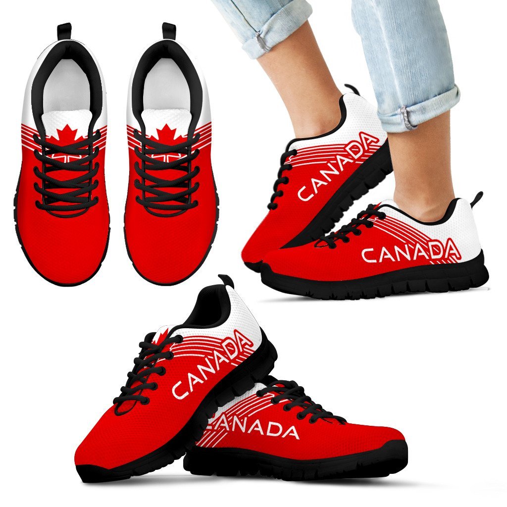 Canada Maple Leaf Sneakers - Stripes Style - Vibe Hoodie Shop