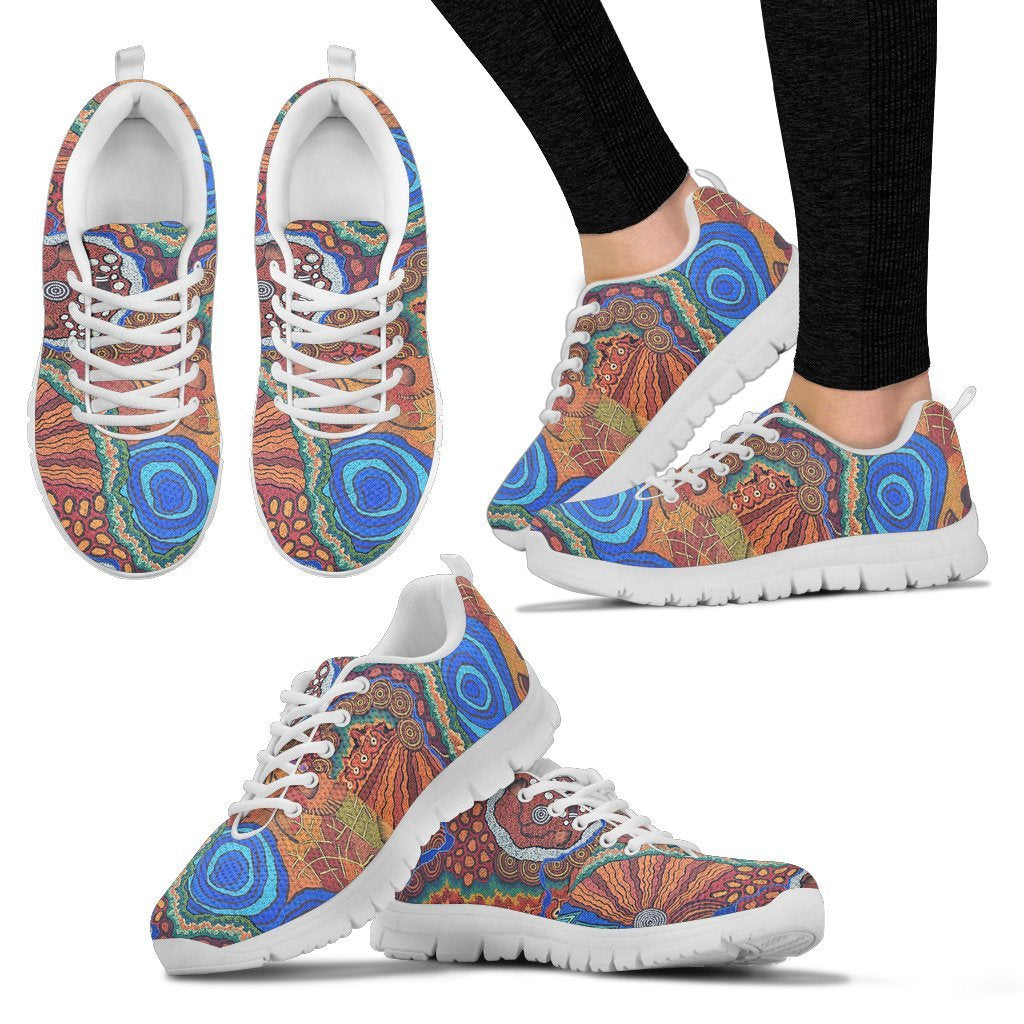 Aboriginal Sneakers, Uluru Landscape Art Colorful Ethnic - Vibe Hoodie Shop