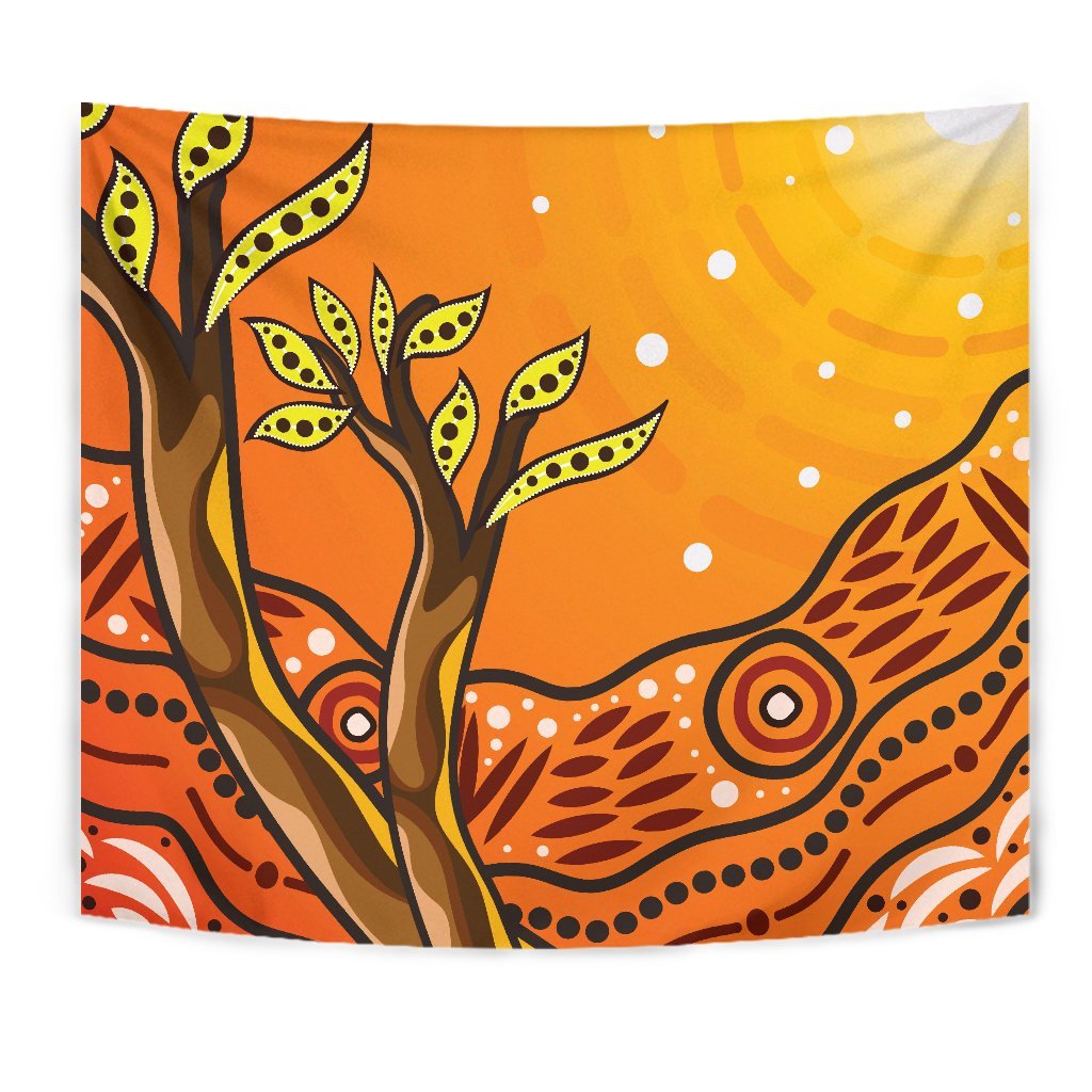 Aboriginal Tapestry - Tree On The Hill - Vibe Hoodie Shop