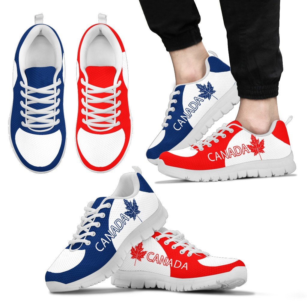 Canada Running Shoes Maple Leaf Red Blue - Vibe Hoodie Shop