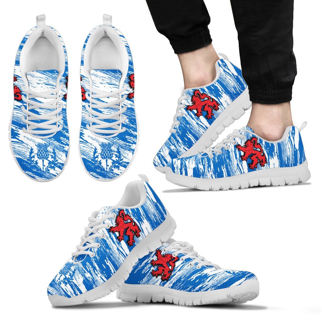 Scotland Shoes - Scotland Lion And Thistle Sneakers Brush Fashion Style - Vibe Hoodie Shop