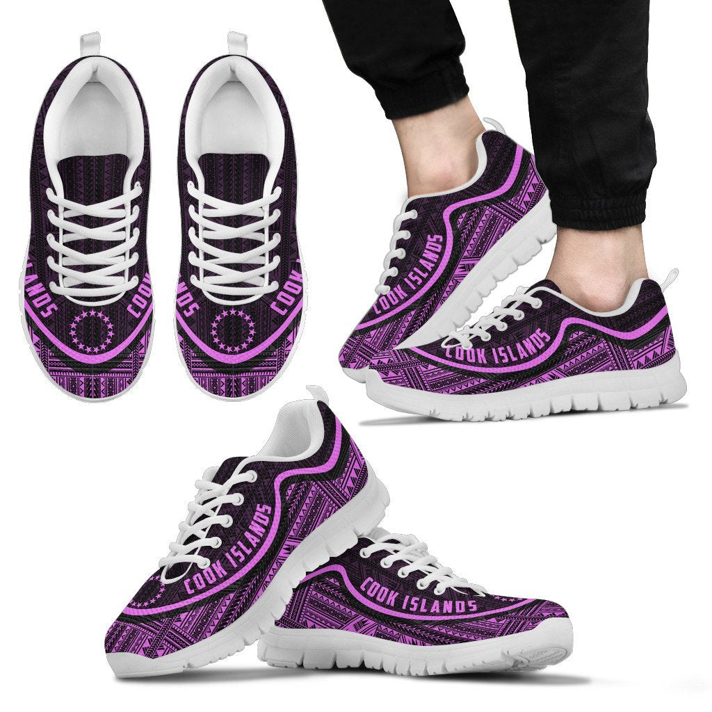 Cook Islands Wave Sneakers - Polynesian Pattern Purple Color - Vibe Hoodie Shop