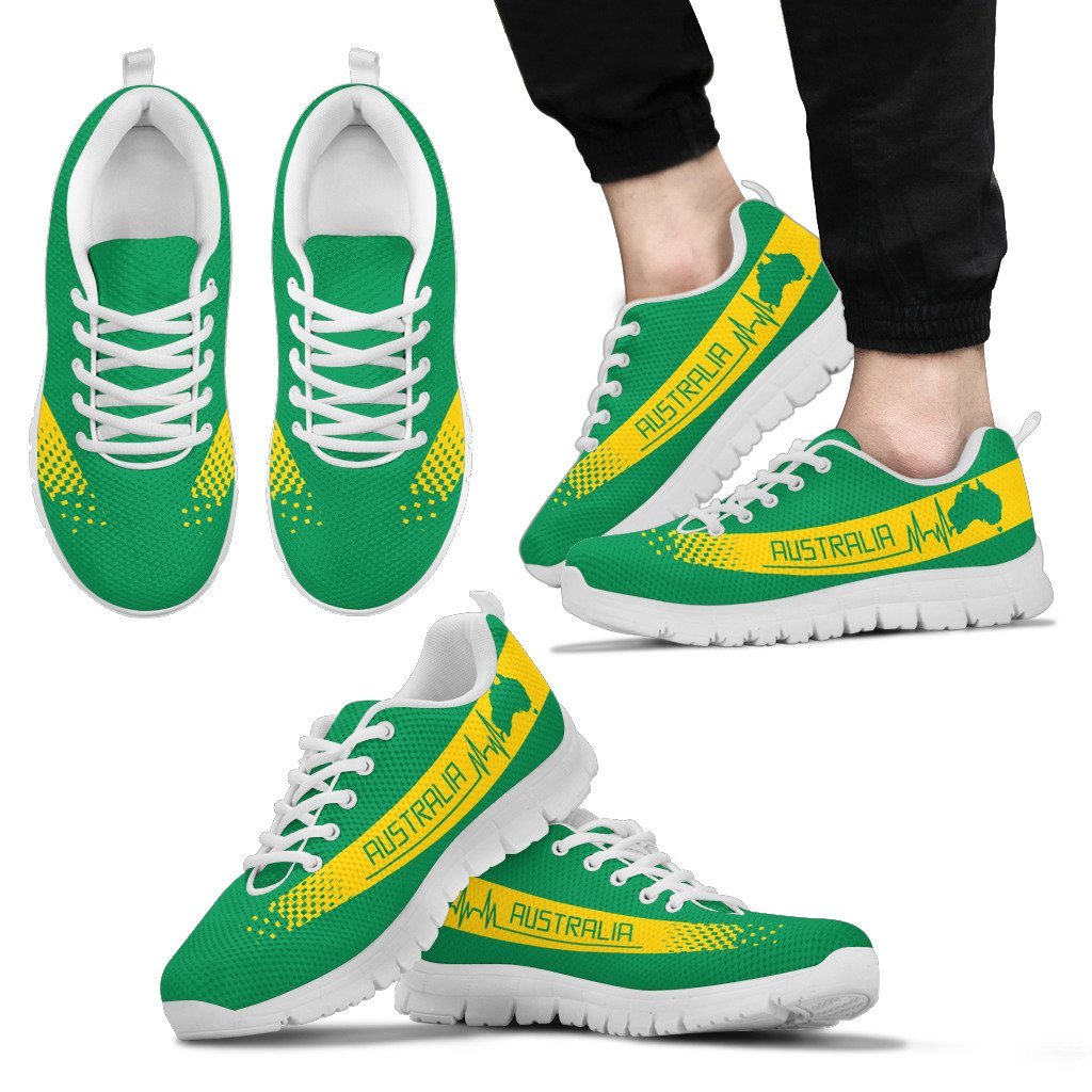 Australia Sneakers - Australian Map Shoes Heartbeat National Color - Unisex - Vibe Hoodie Shop