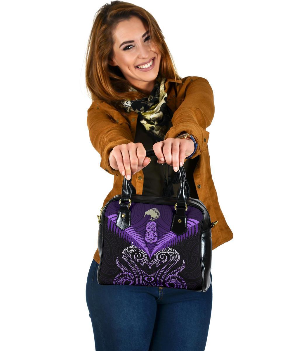 Maori Manaia New Zealand Shoulder Handbag Purple - Vibe Hoodie Shop