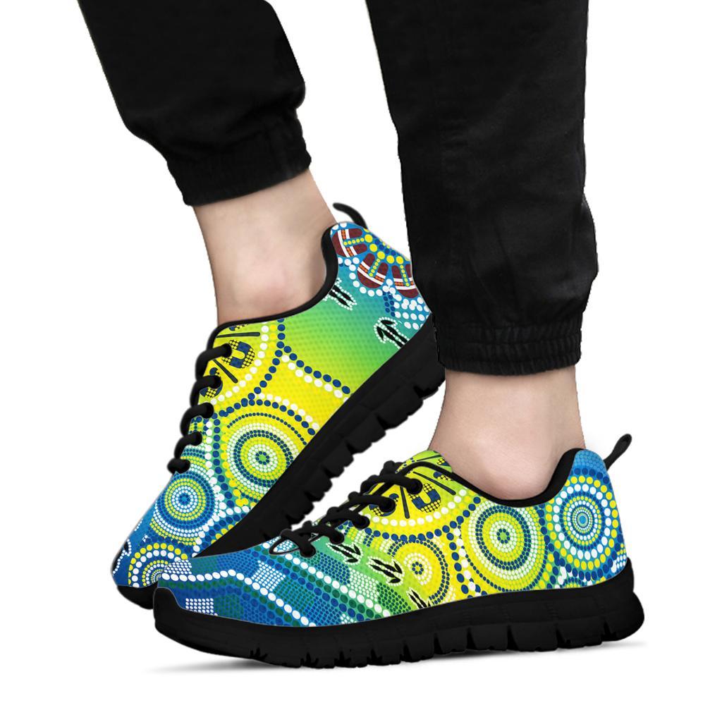 Aboriginal Sneakers - Dot Painting Indigenous Circle Patterns - Vibe Hoodie Shop