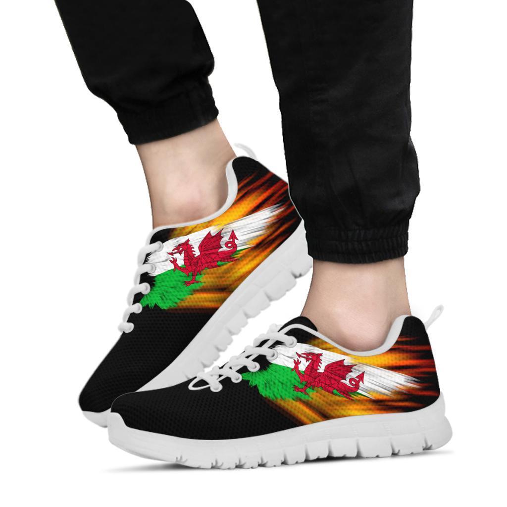 Wales Sneakers - Fire Wings and Flag - Vibe Hoodie Shop