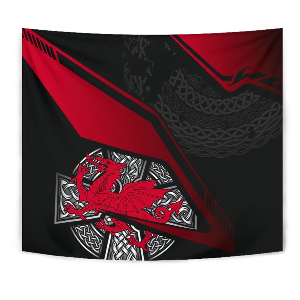 Wales Celtic Tapestry - Celtic Cross and Welsh - Vibe Hoodie Shop