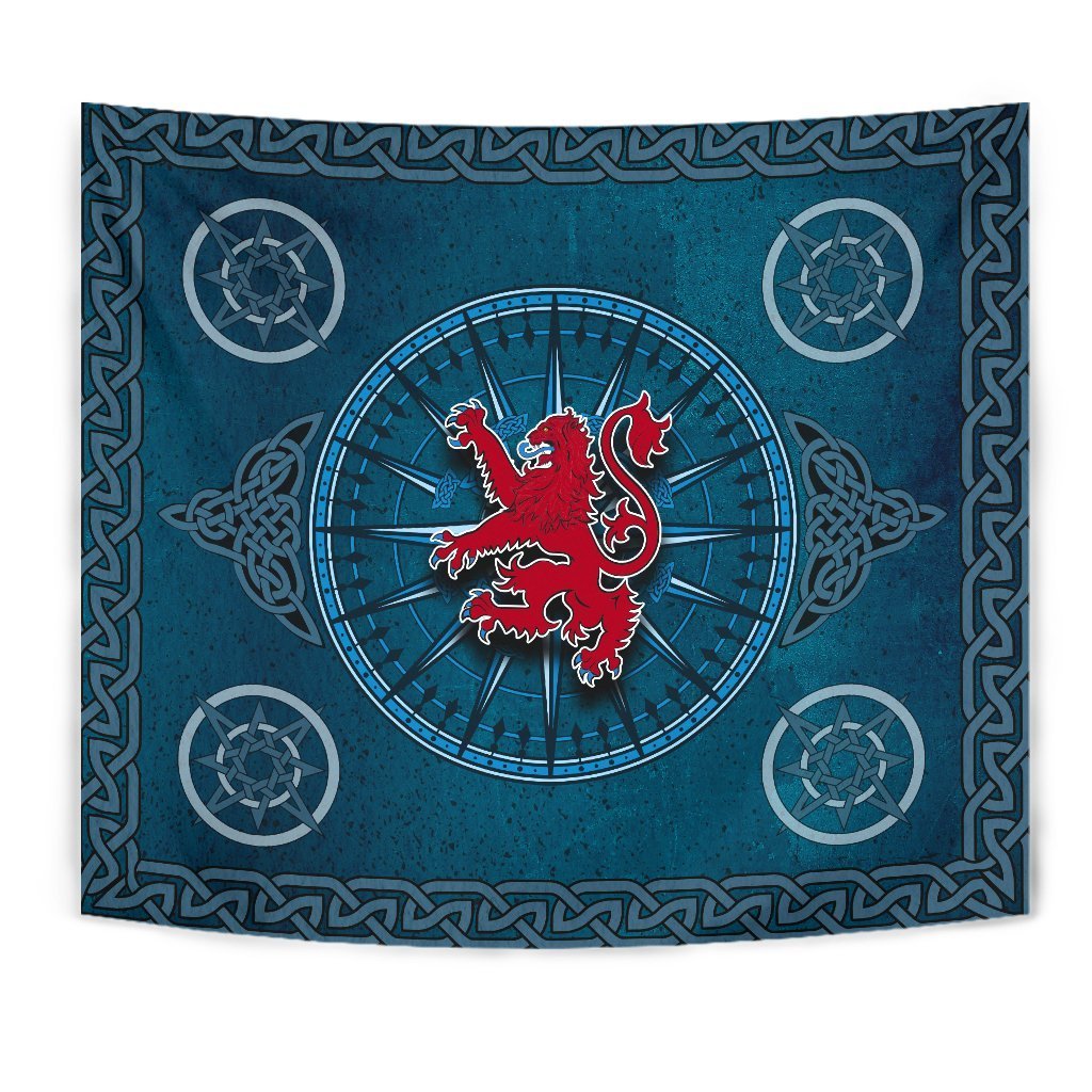 Scotland Celtic Tapestry - Celtic Compass With Scottish Lion - Vibe Hoodie Shop