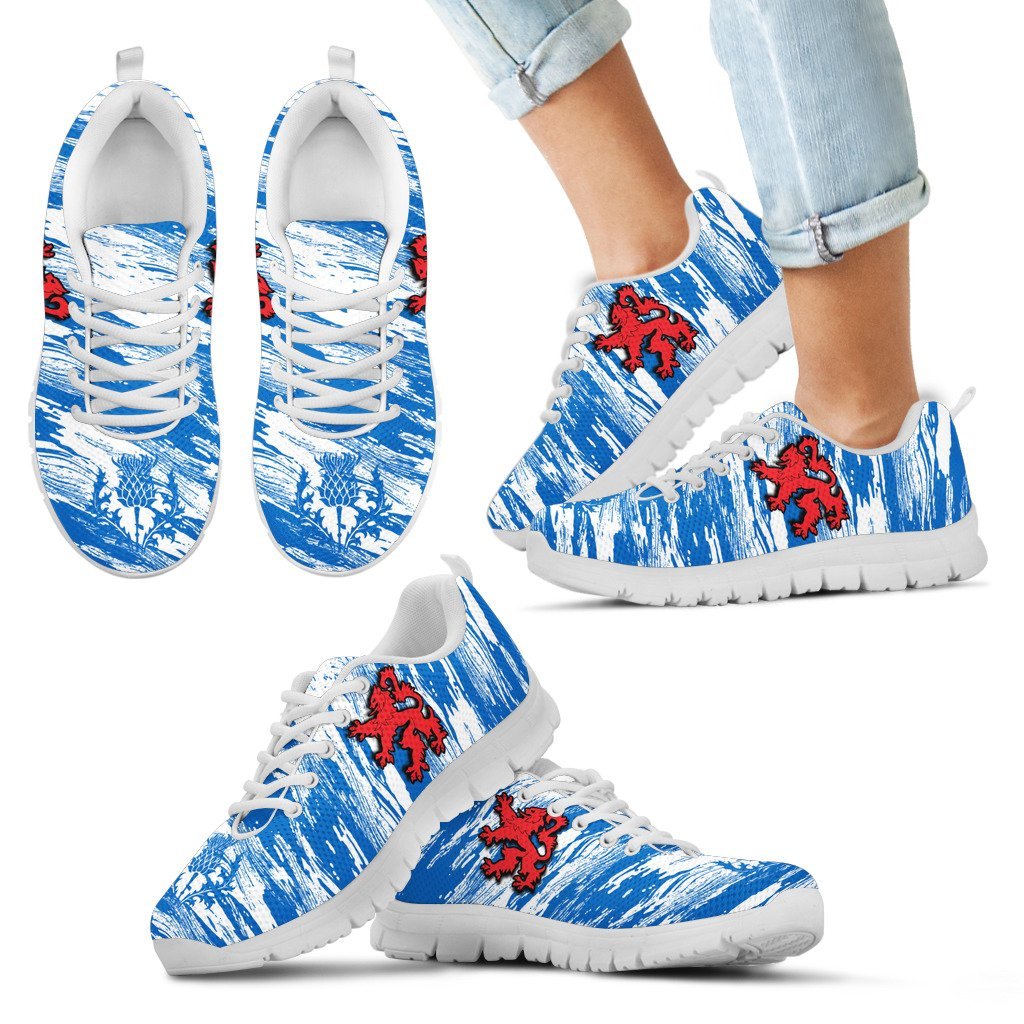 Scotland Shoes - Scotland Lion And Thistle Sneakers Brush Fashion Style - Vibe Hoodie Shop