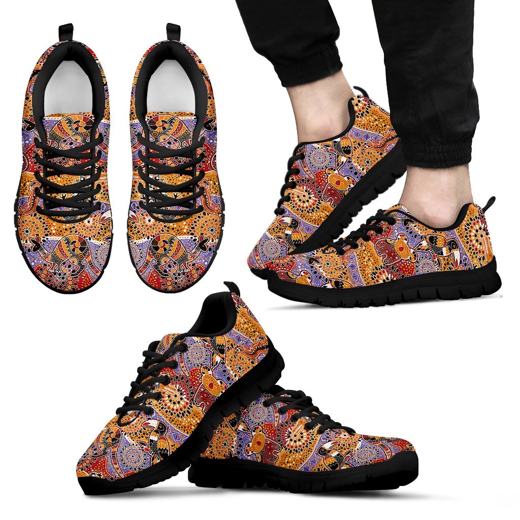 Aboriginal Sneakers, Koala Kangaroo Patterns Animals Shoes - Vibe Hoodie Shop