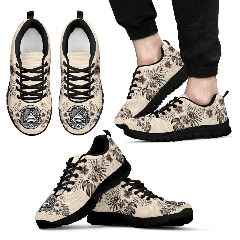 American Samoa Sneakers - The Beige Hibiscus - Vibe Hoodie Shop