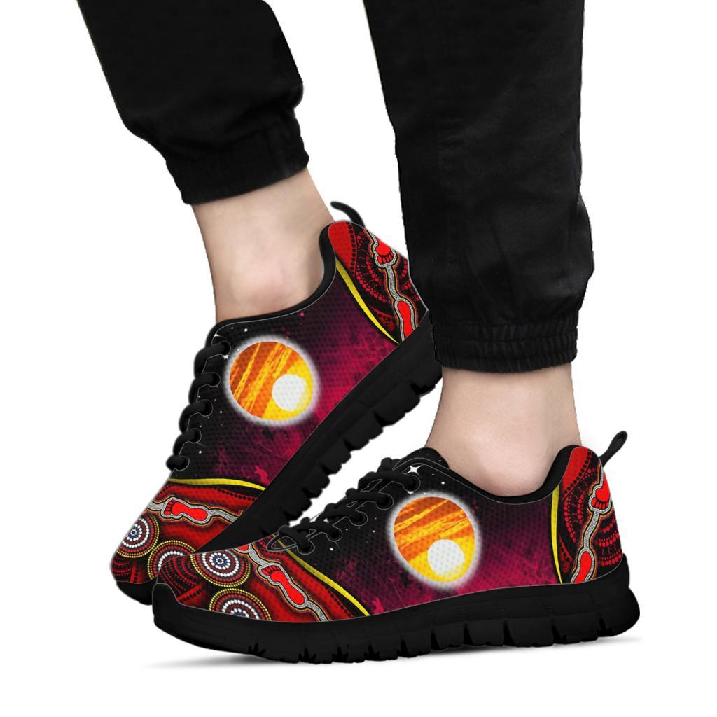 Sneakers - Australian Aboriginal Flags Symbolic Meaning Black - Vibe Hoodie Shop