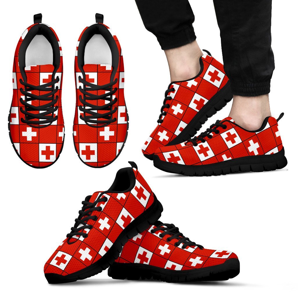 Tonga Flag Square Grid Sneakers - Vibe Hoodie Shop