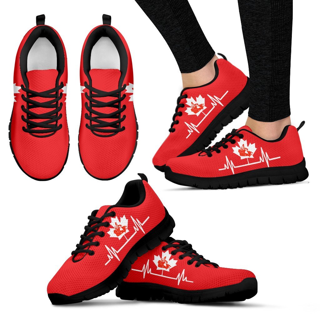 Canada Heartbeat Map Men's / Women's Sneakers (Shoes) - Vibe Hoodie Shop