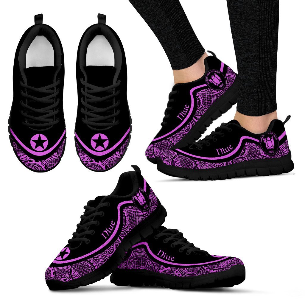 Niue Wave Sneakers - Polynesian Pattern Purple Color - Vibe Hoodie Shop