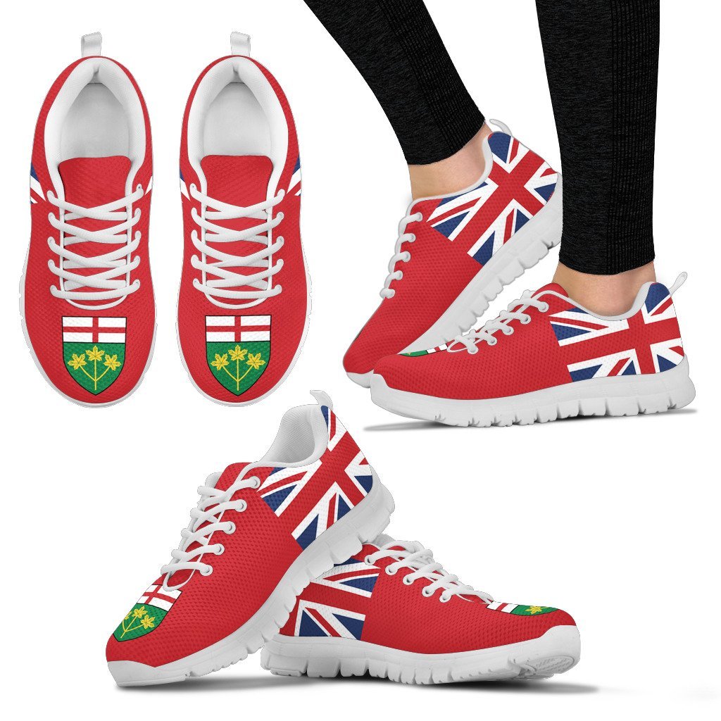 Canada Ontario Map And Coat Of Arm Sneakers - Vibe Hoodie Shop