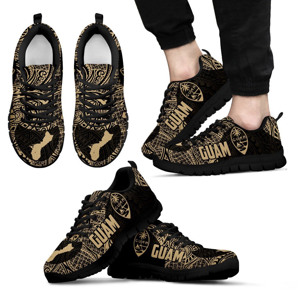 Guam Map and Coat of Arms with Polynesian Pattern Sneakers - Cullinan Style - Vibe Hoodie Shop