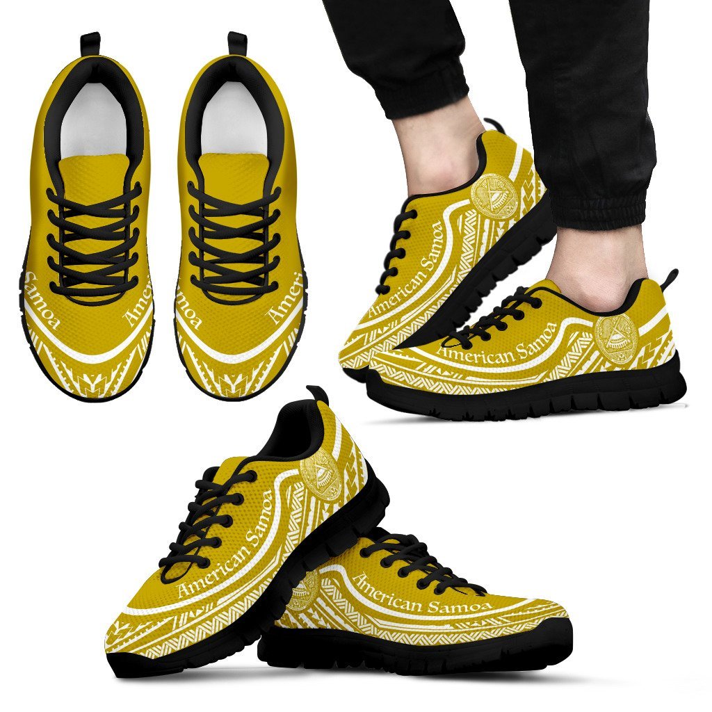 American Samoa Wave Sneakers White Gold Color - Vibe Hoodie Shop