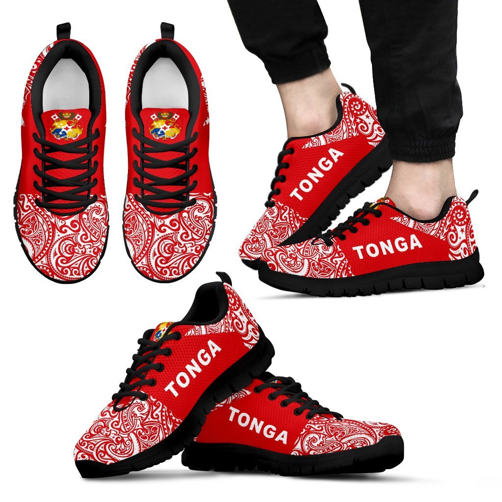 Tonga Sneakers Polynesian Half Style Red - Vibe Hoodie Shop