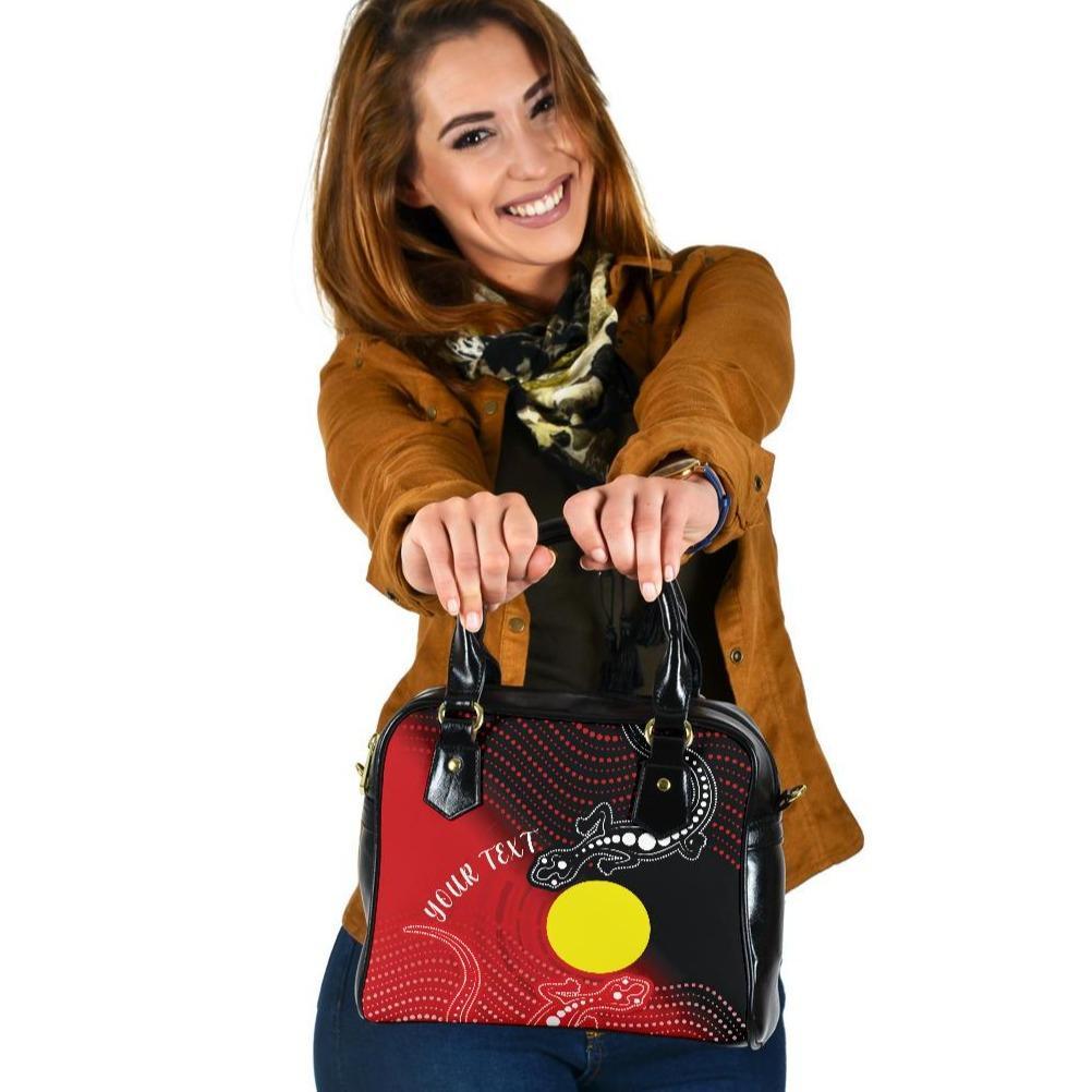 Custom Aboriginal Shoulder Hanbag - Two Indigenous Lizard - Vibe Hoodie Shop