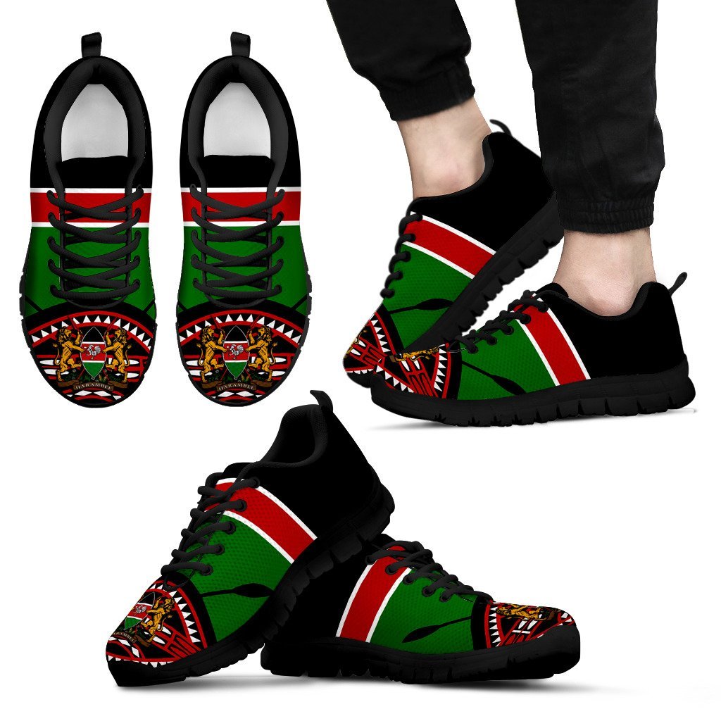 Kenya Rugby Lion Sneakers Maasai Shield - Vibe Hoodie Shop