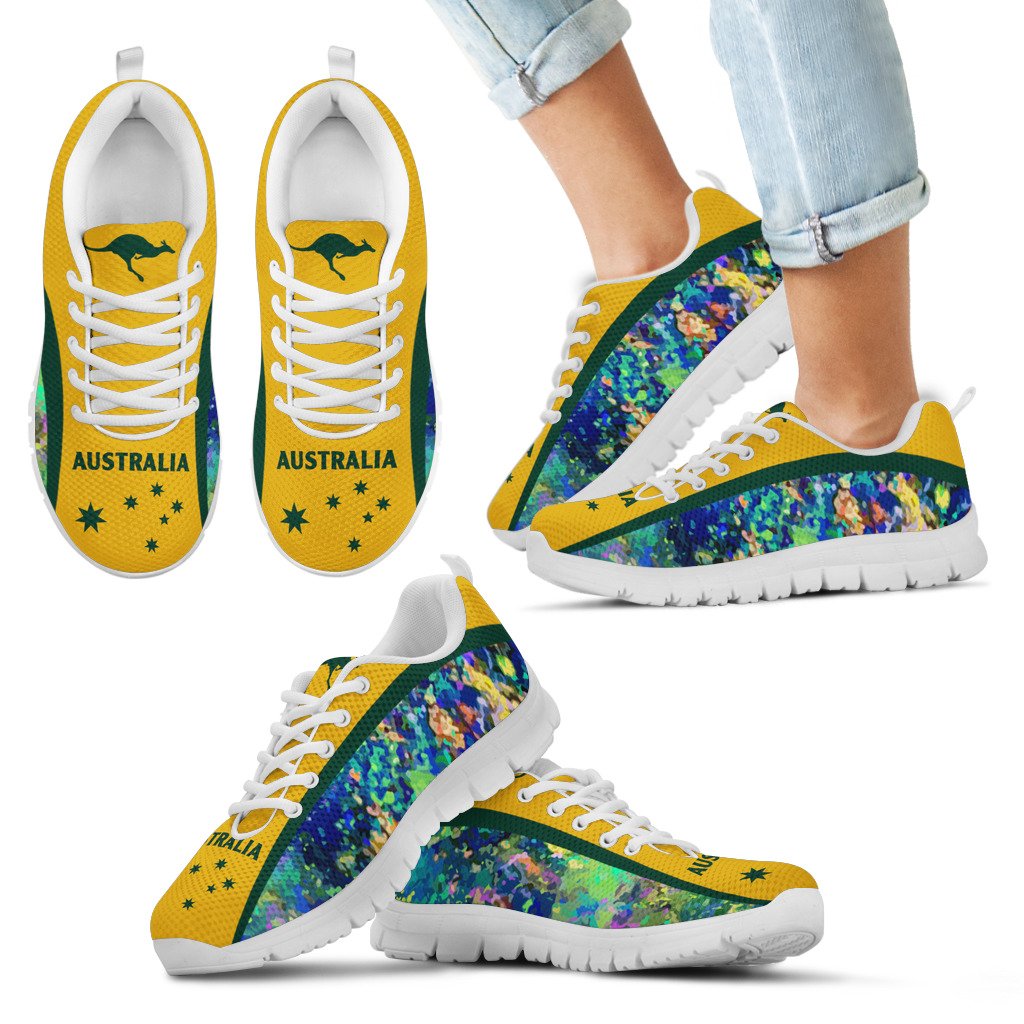 Australia Sneakers - Opal Shoes Kangaroo Symbol Color Art - Unisex - Vibe Hoodie Shop