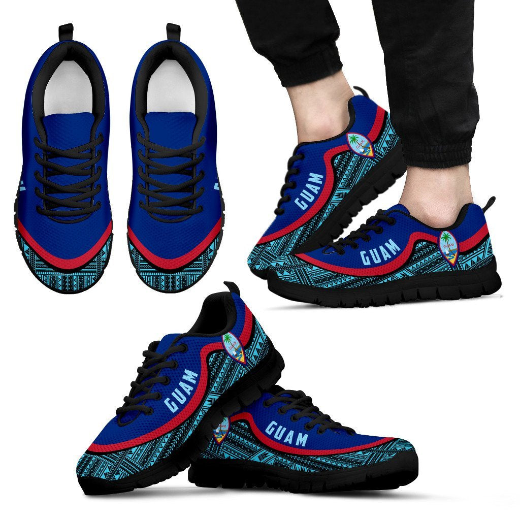 Guam Wave Sneakers - Polynesian Pattern Blue Color - Vibe Hoodie Shop