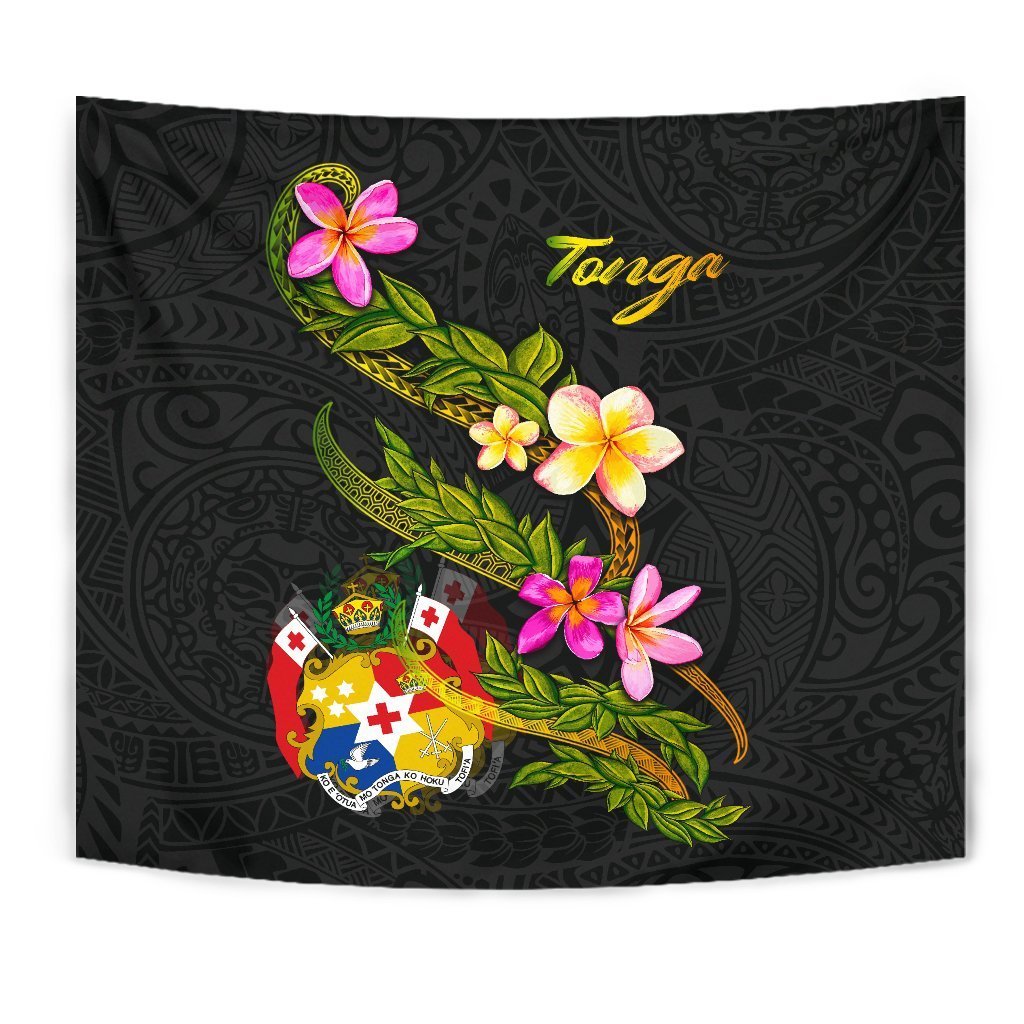 Tonga Polynesian Tapestry - Plumeria Tribal - Vibe Hoodie Shop