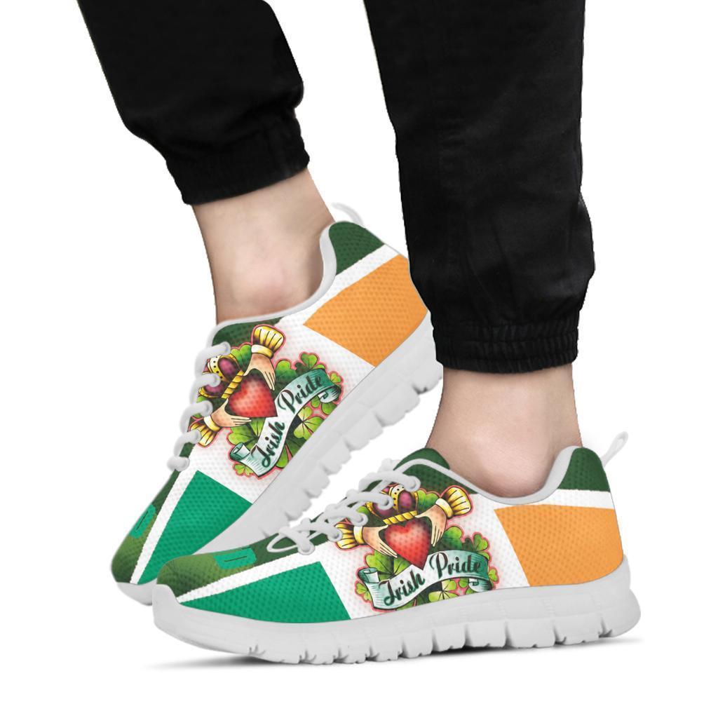 Irish Pride Sneakers - Ireland Flag With Claddagh Ring - Vibe Hoodie Shop