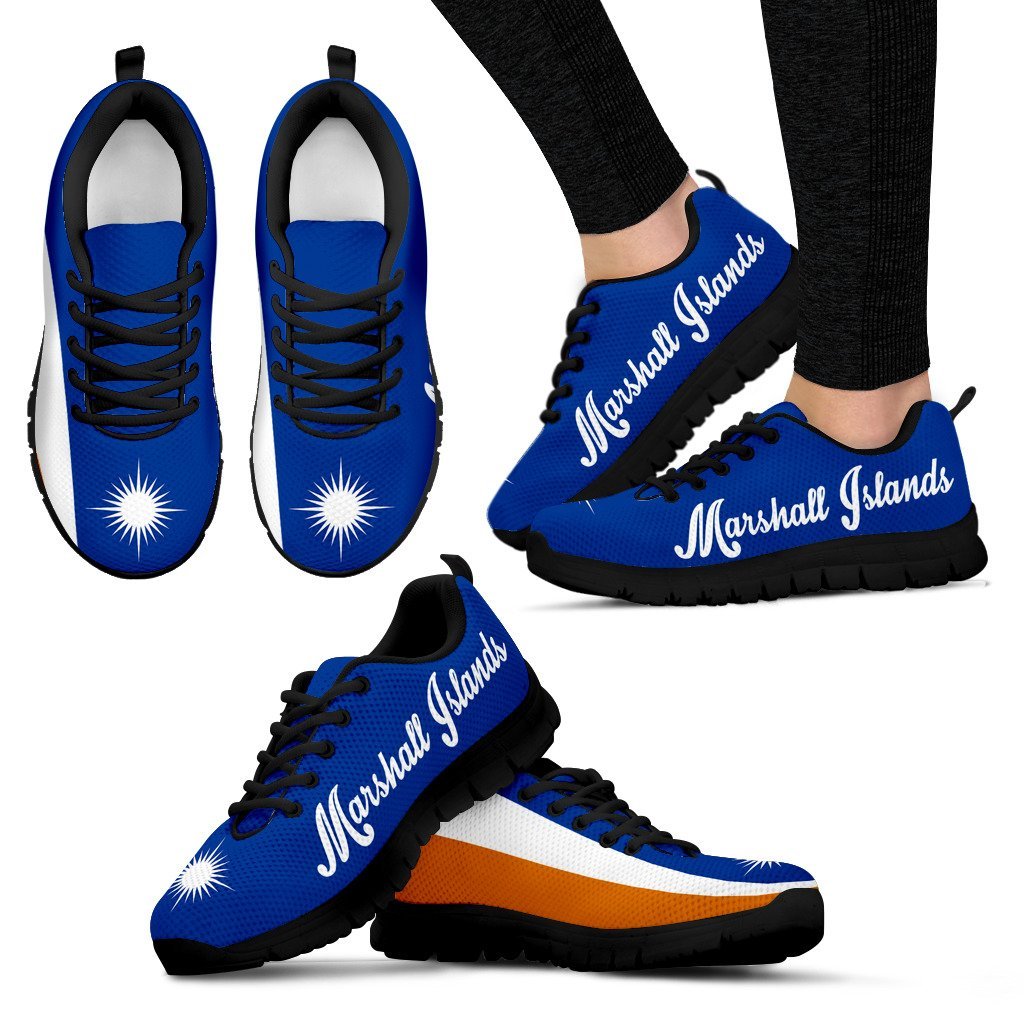 Marshall Islands Sneakers - Marshall Islands Flag Men's/Women's Black/White Shoes - Vibe Hoodie Shop