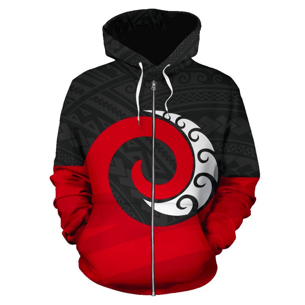 New Zealand Maori Koru Zip Up Hoodie - Vibe Hoodie Shop