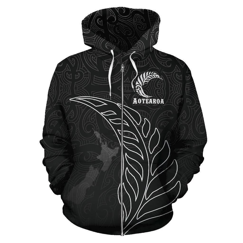 Aotearoa Silver Fern Netball Zip Up Hoodie - Vibe Hoodie Shop