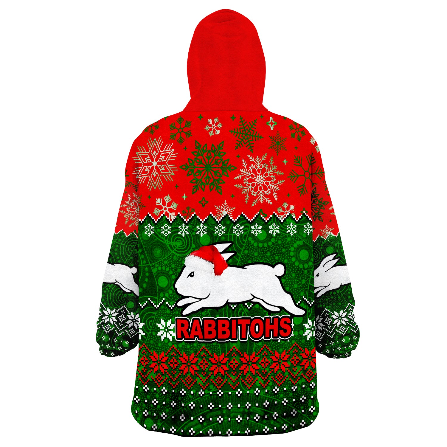 Rabbitohs Rugby Christmas 2022 Wearable Blanket Hoodie - Vibe Hoodie Shop
