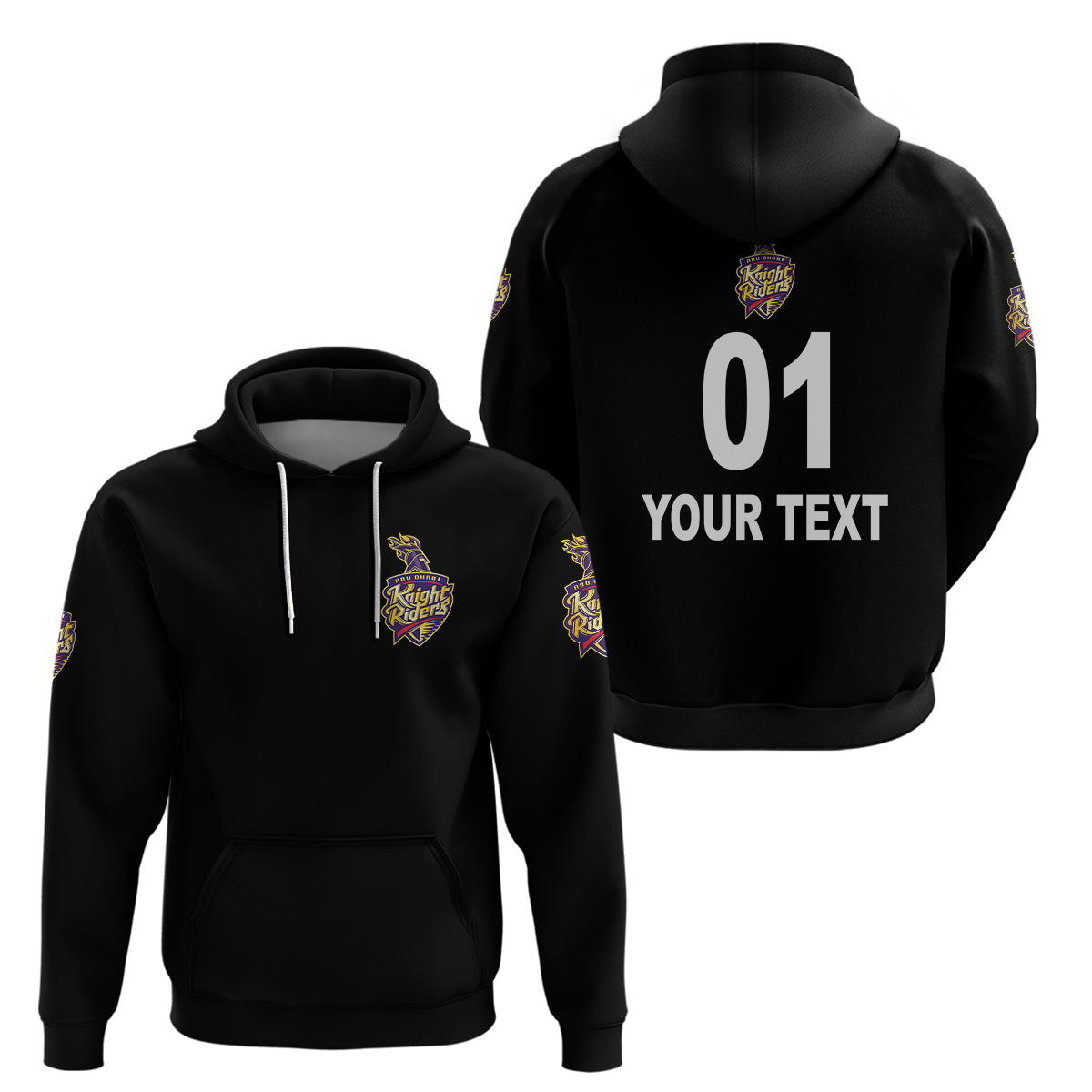(Custom Personalised) Abu Dhabi Knight Riders ILT20 ADKR Cricket Simplified Vibes - Black Hoodie LT8 - Vibe Hoodie Shop