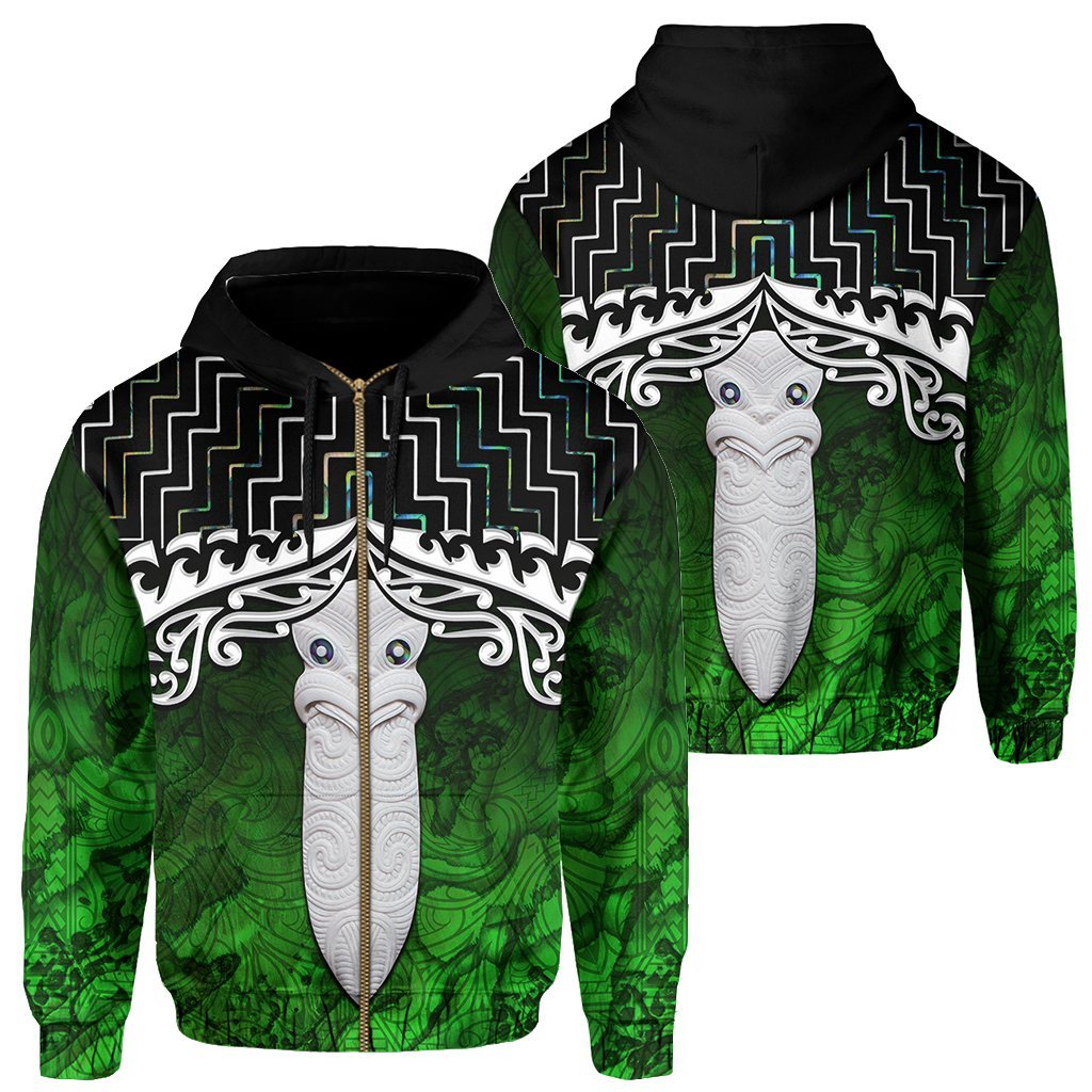 New Zealand Maori Zip Up Hoodie, Poutama Taiaha Mauri Zipper Hoodie - Vibe Hoodie Shop