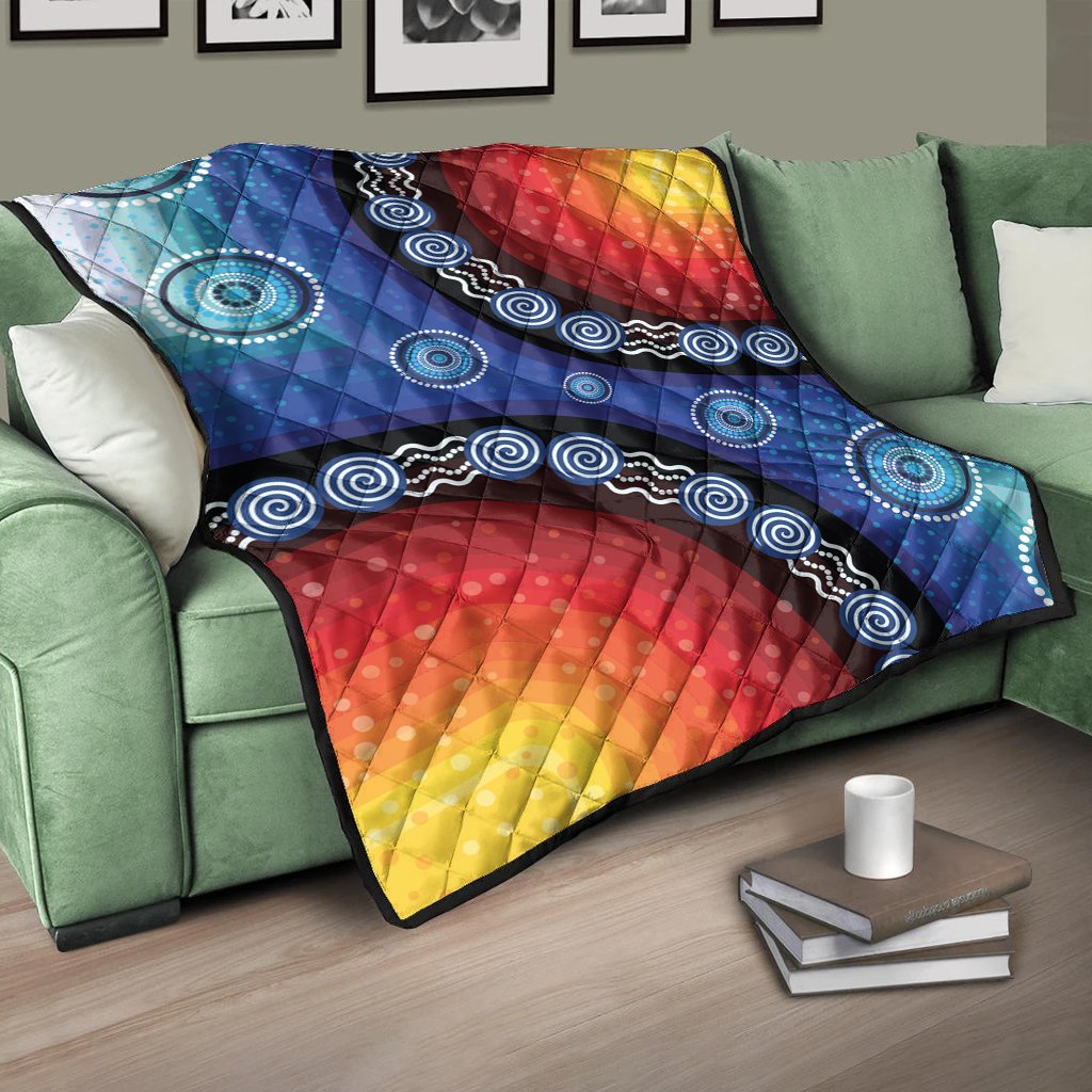 Quilts - Aboriginal Color Dot Painting - Vibe Hoodie Shop