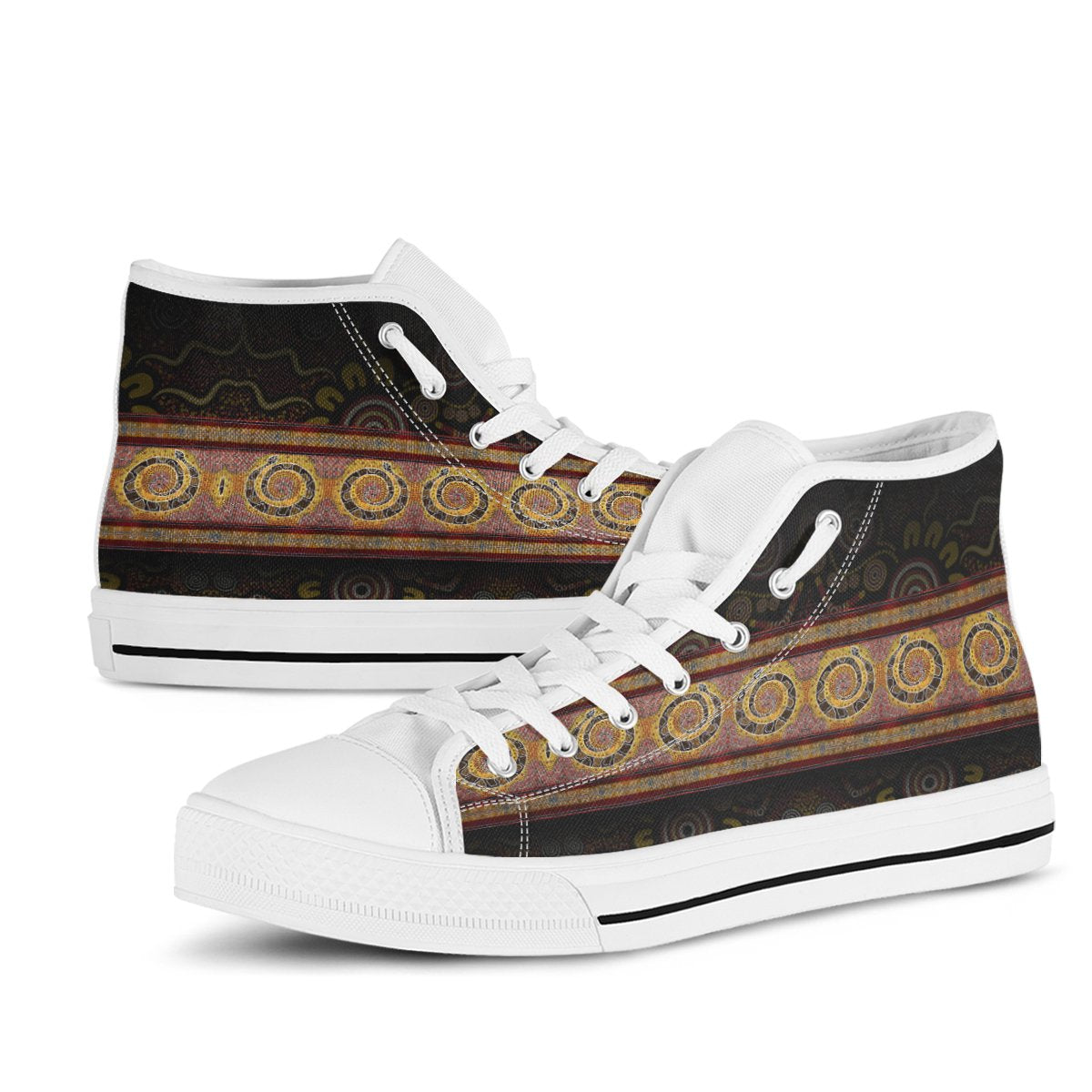 aboriginal-high-top-snake-dot-panting-art