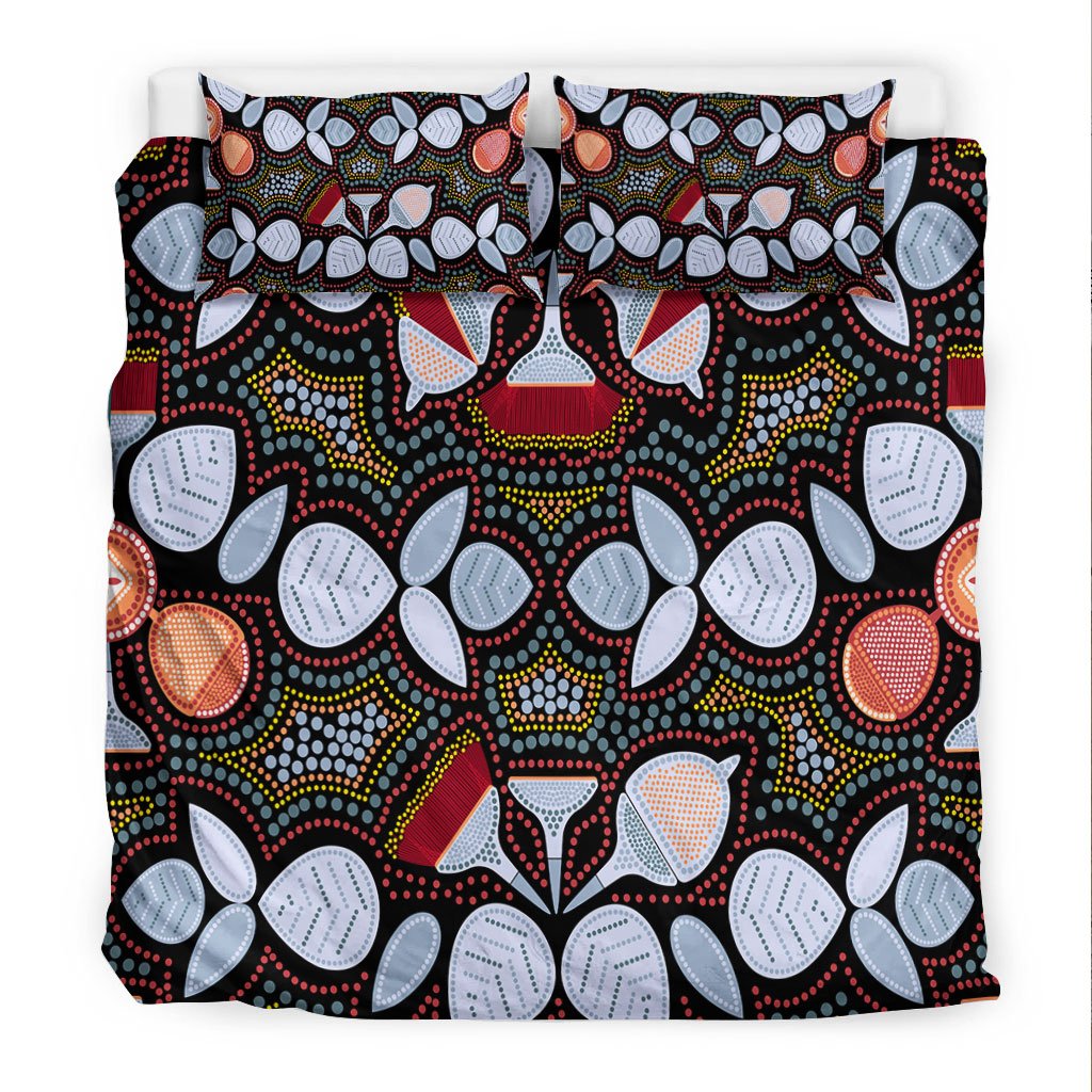 Aboriginal Bedding Set - Aboriginal Eucalyptus Seamless Pattern - Vibe Hoodie Shop