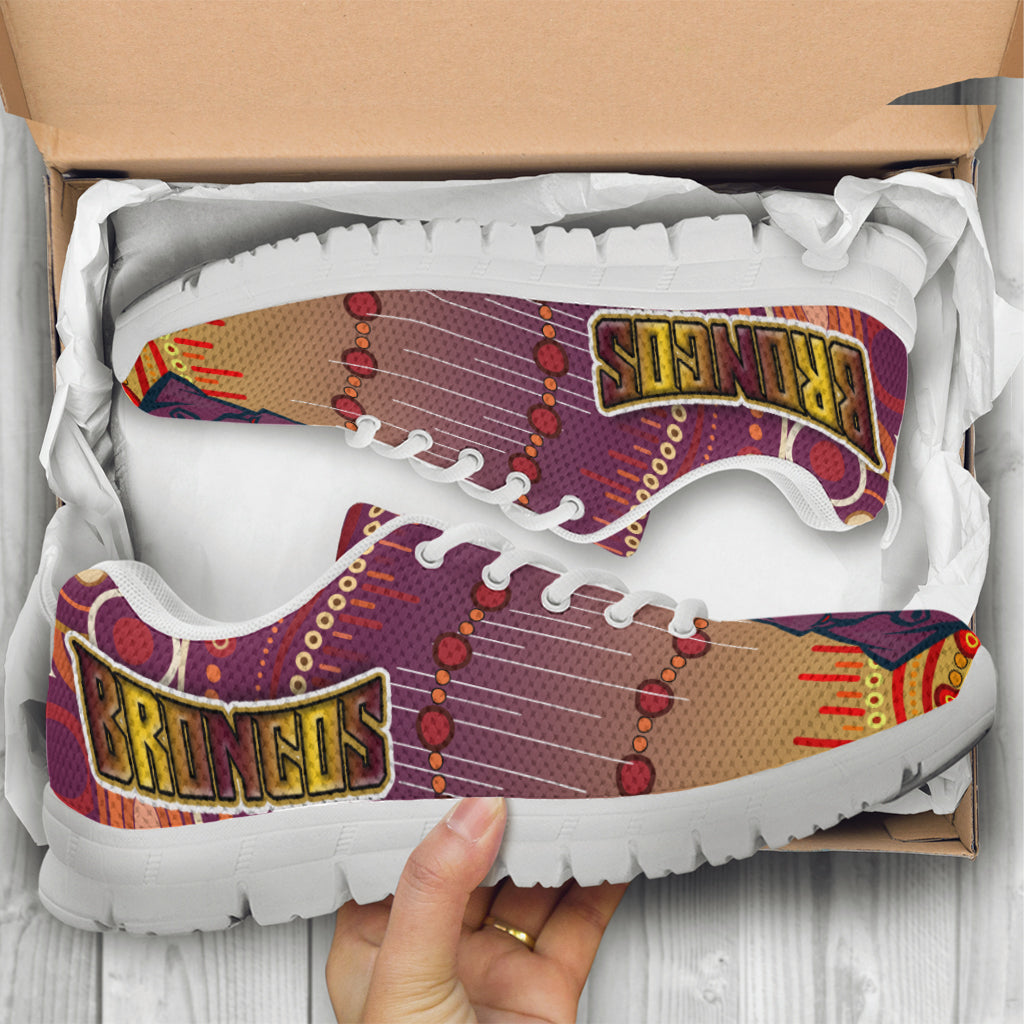 Broncos Rugby Sneakers - Horse Aboriginal Patterns Sneakers - Vibe Hoodie Shop