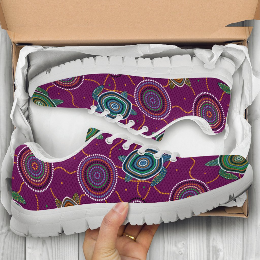 Sneakers - Aboriginal Turtle Purple Australia Dot Patterns - Vibe Hoodie Shop