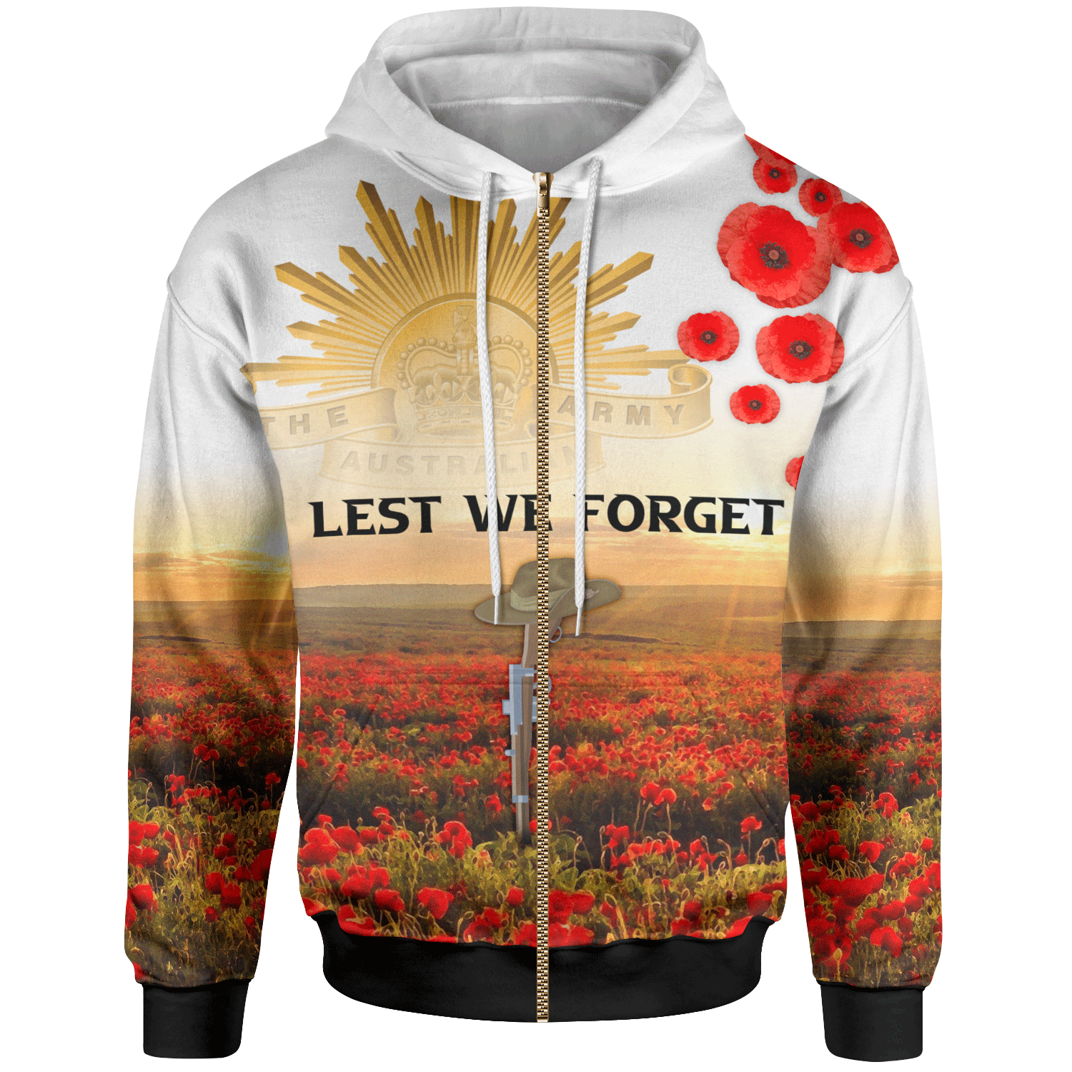 ANZAC Day 2021 Zip - Up Hoodie - We Will Remember Them - Vibe Hoodie Shop