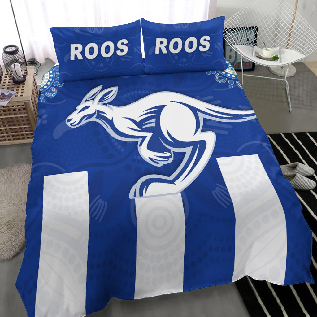 Roos Football North Melbourne Bedding Set Simple Indigenous - Vibe Hoodie Shop