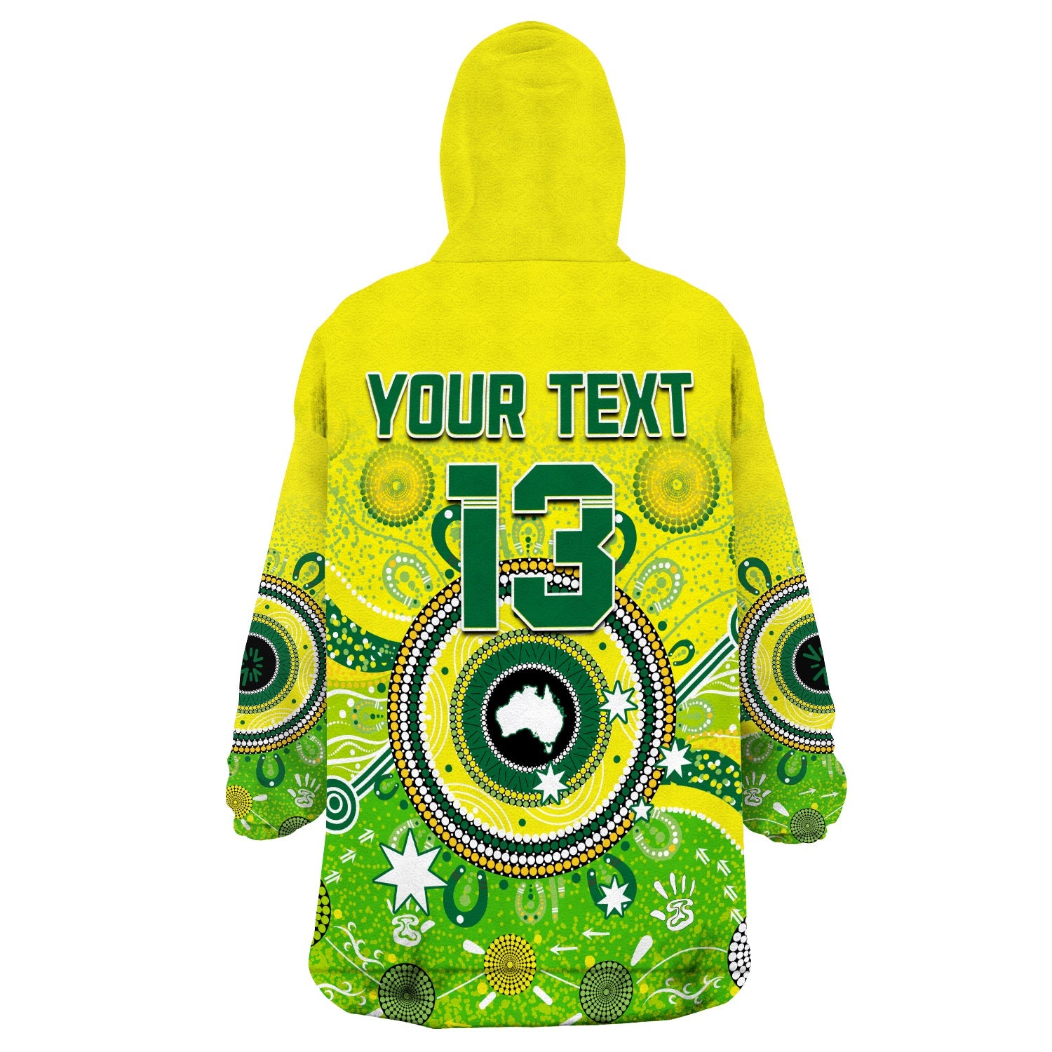 (Custom Text and Number) Australia Cricket Wearable Blanket Hoodie Aboriginal National Color Champion - Vibe Hoodie Shop