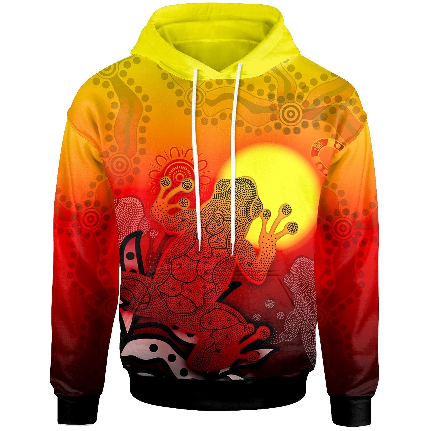 Aboriginal Hoodie - Indigenous Frog (Red) - Vibe Hoodie Shop