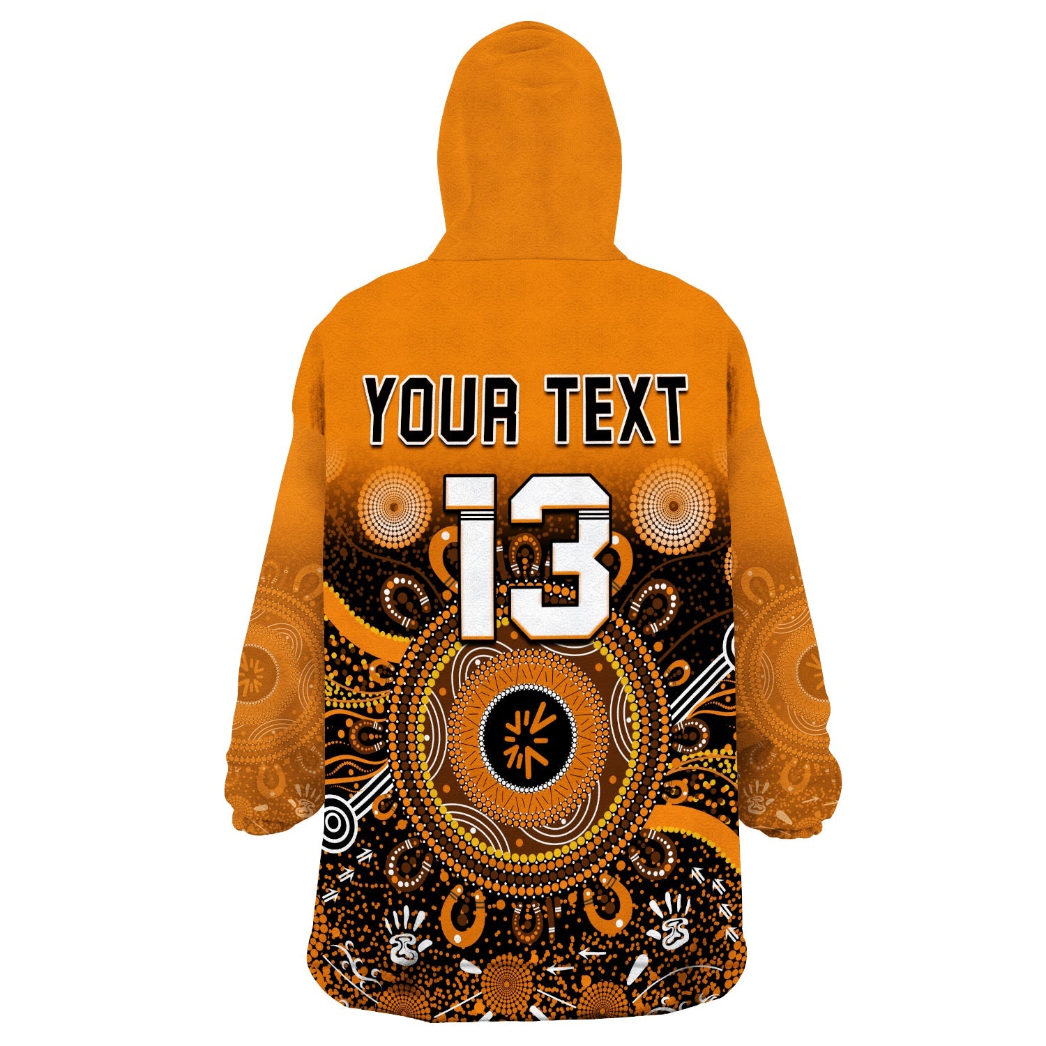 (Custom Text and Number) Perth Scorchers Wearable Blanket Hoodie Aboriginal Sunshine - Vibe Hoodie Shop