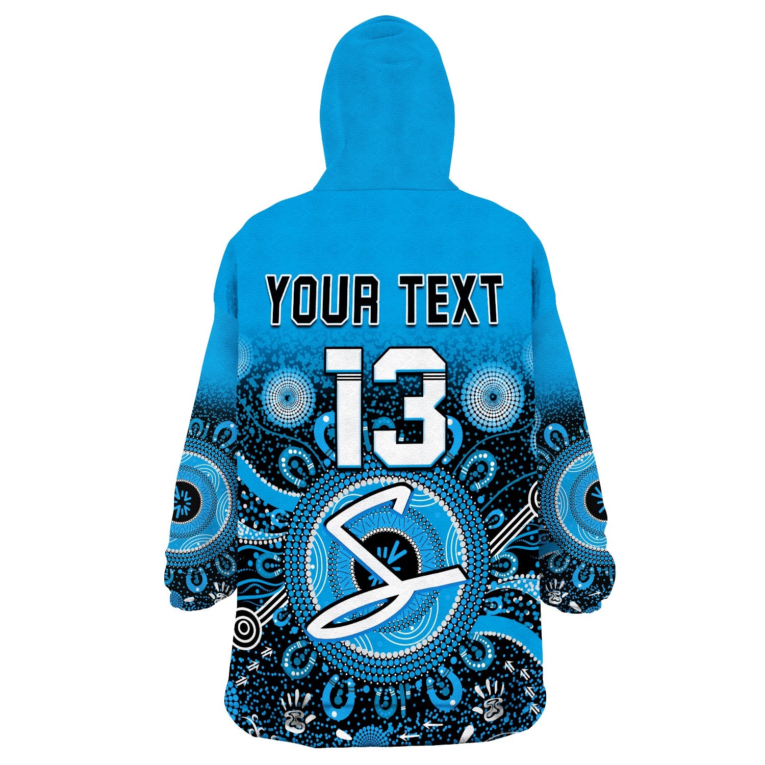 (Custom Text and Number) Adelaide Strikers Wearable Blanket Hoodie Aboriginal Sunshine - Vibe Hoodie Shop